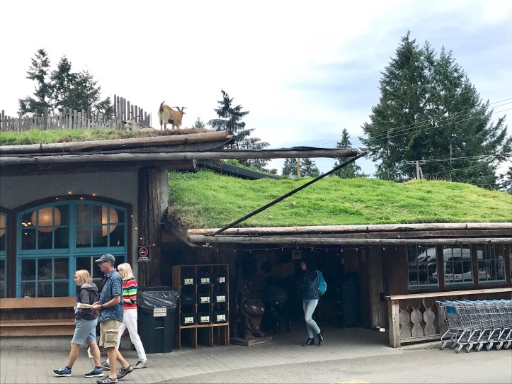 Negozio con capre sul tetto, Parksville, Vancouver Island, Canada